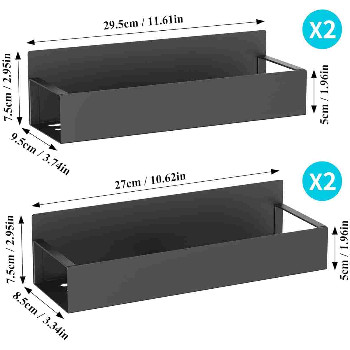 4 Pack Magnetic Spice Storage Rack Organizer for Refrigerator and Oven, Black Fridge Organizers and Storage