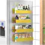 4 Pack Magnetic Spice Storage Rack Organizer for Refrigerator and Oven, Black Fridge Organizers and Storage