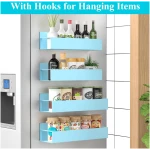 4 Pack Magnetic Spice Storage Rack Organizer for Refrigerator and Oven, Blue Fridge Organizers and Storage