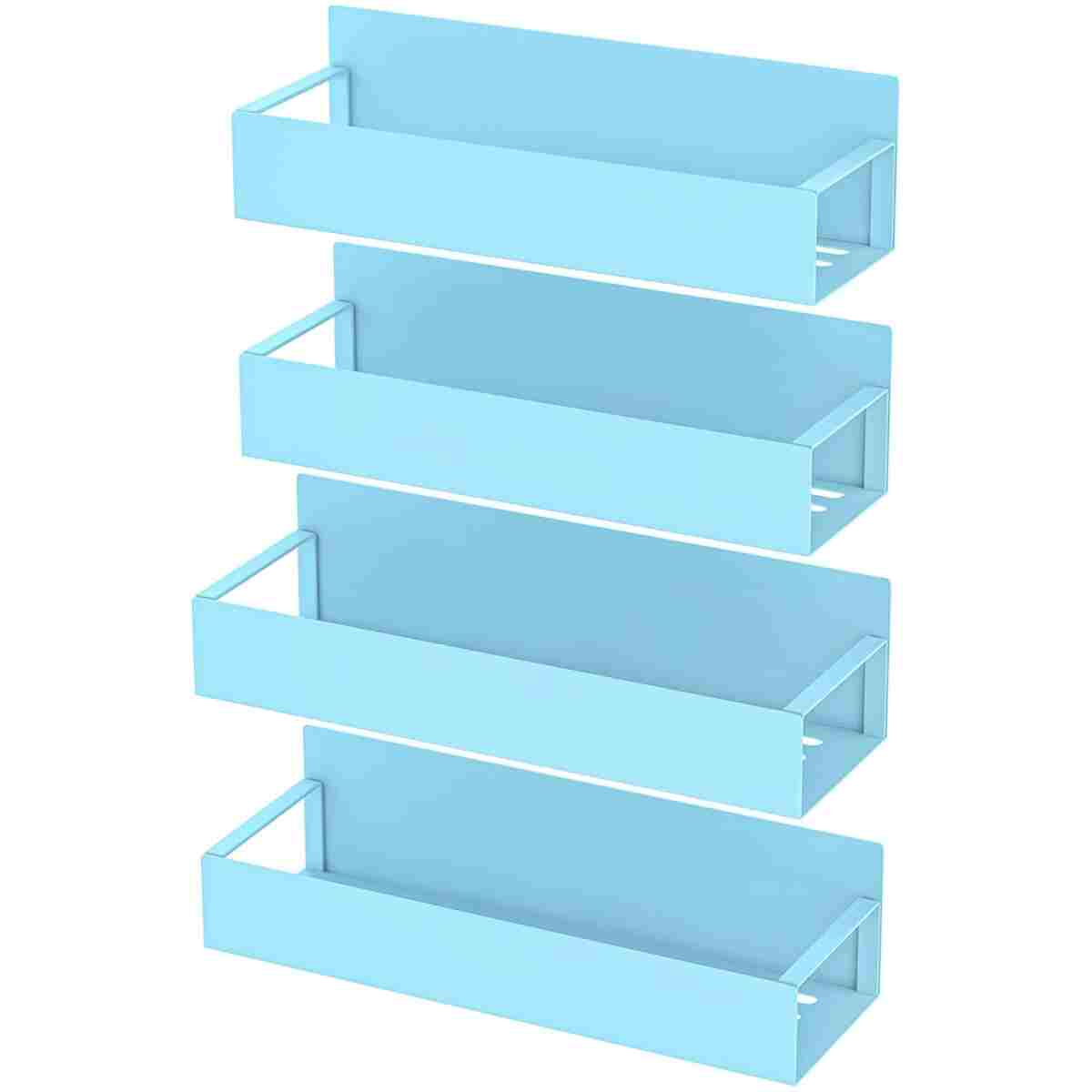 4 Pack Magnetic Spice Storage Rack Organizer for Refrigerator and Oven, Blue Fridge Organizers and Storage