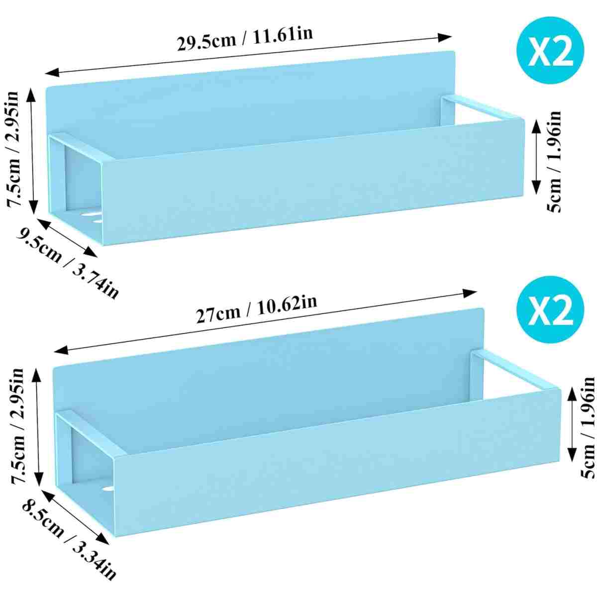 4 Pack Magnetic Spice Storage Rack Organizer for Refrigerator and Oven, Blue Fridge Organizers and Storage