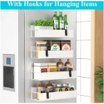 4 Pack Magnetic Spice Storage Rack Organizer for Refrigerator and Oven, Cream White Fridge Organizers and Storage