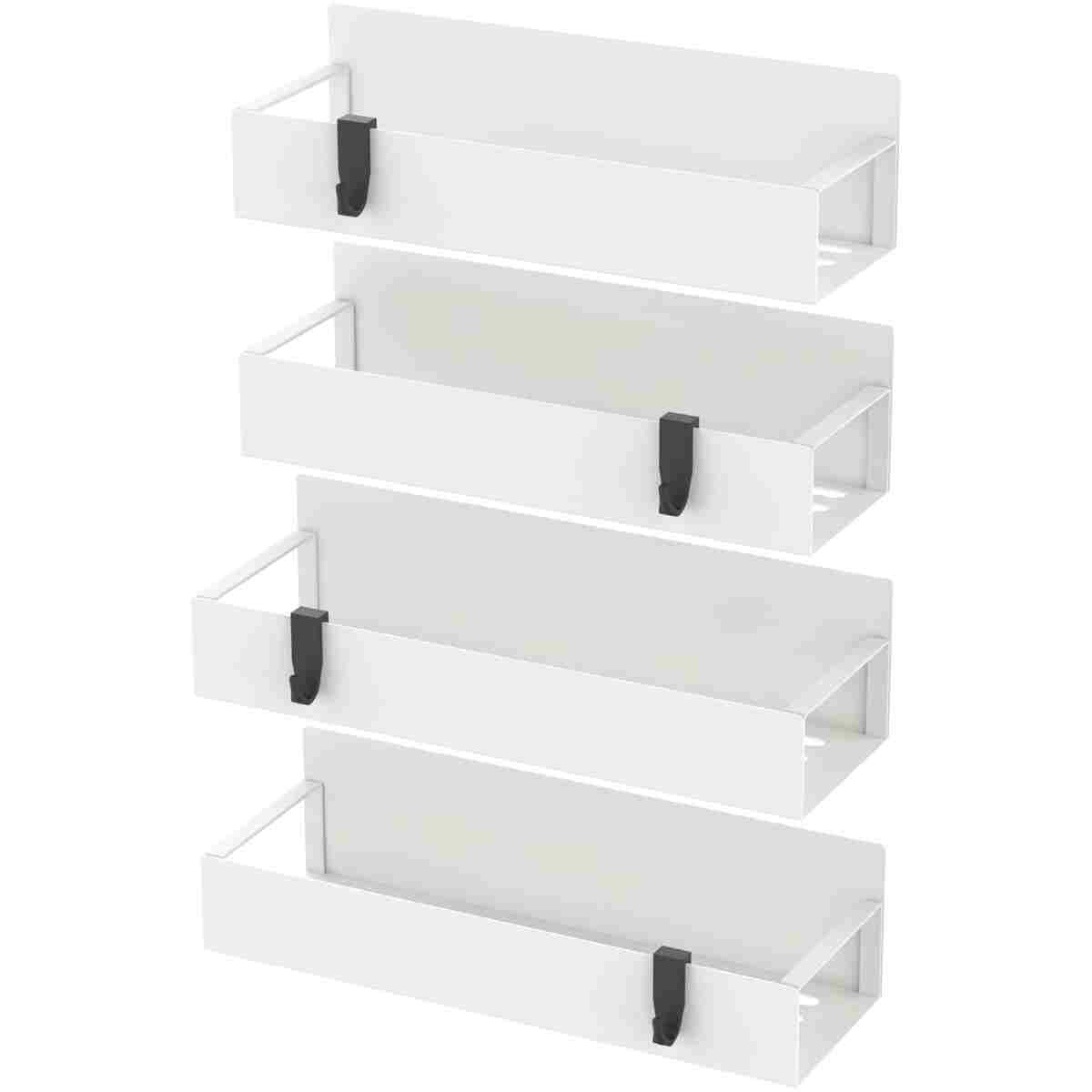 4 Pack Magnetic Spice Storage Rack Organizer for Refrigerator and Oven, Cream White Fridge Organizers and Storage