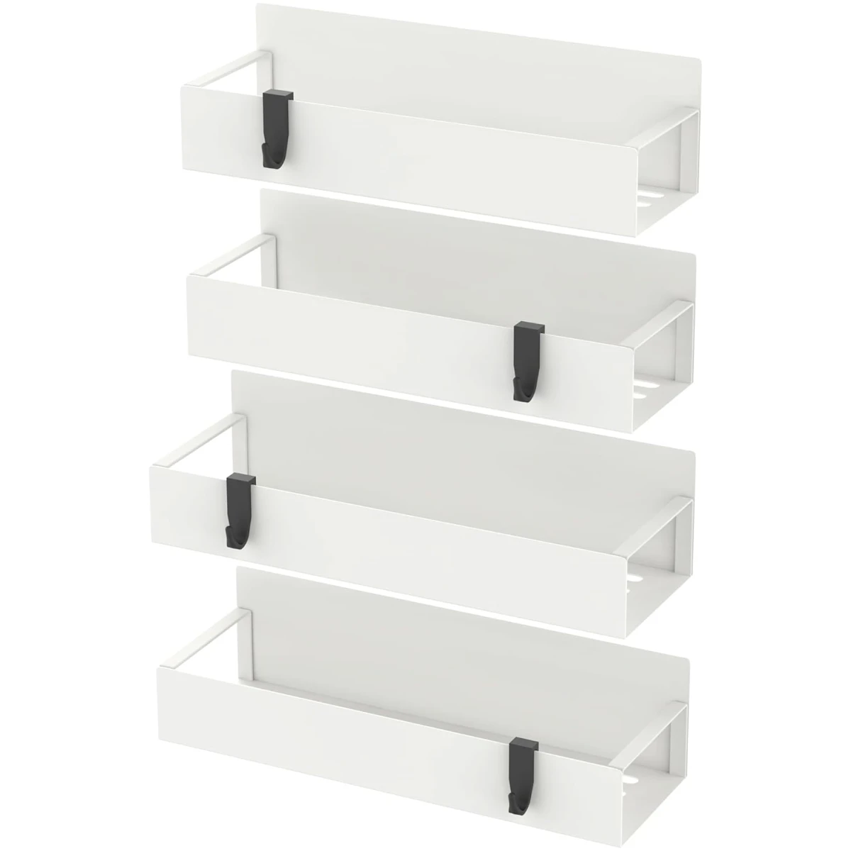 4 Pack Magnetic Spice Storage Rack Organizer for Refrigerator and Oven, Cream White Fridge Organizers and Storage