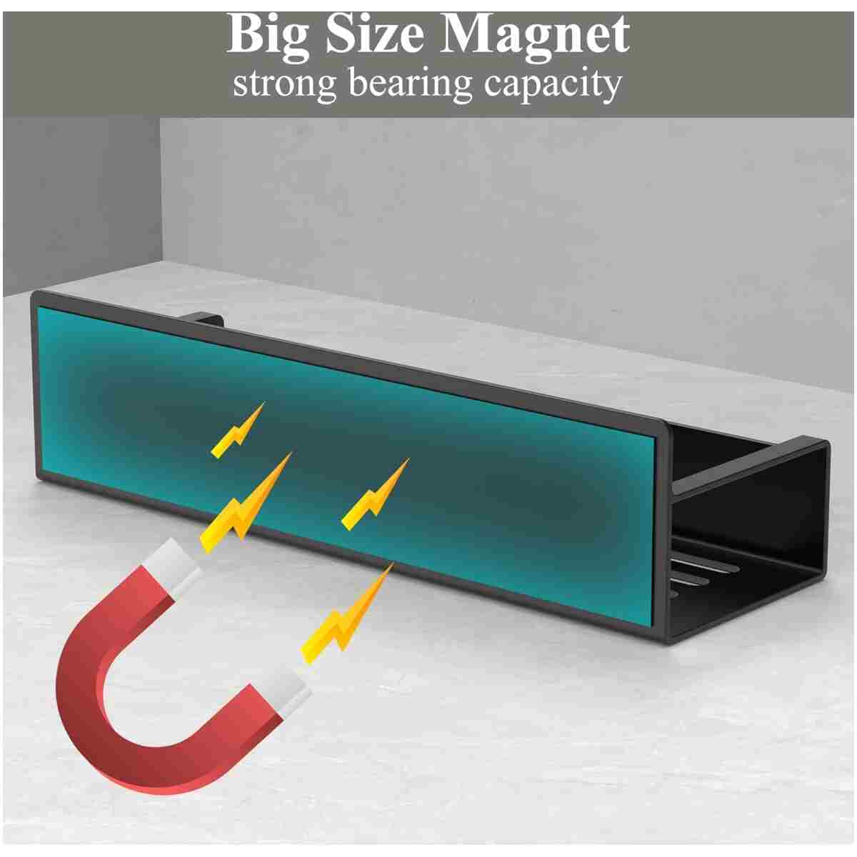 4 Pack Magnetic Spice Storage Rack Organizer for Refrigerator and Oven, Jet Black Fridge Organizers and Storage