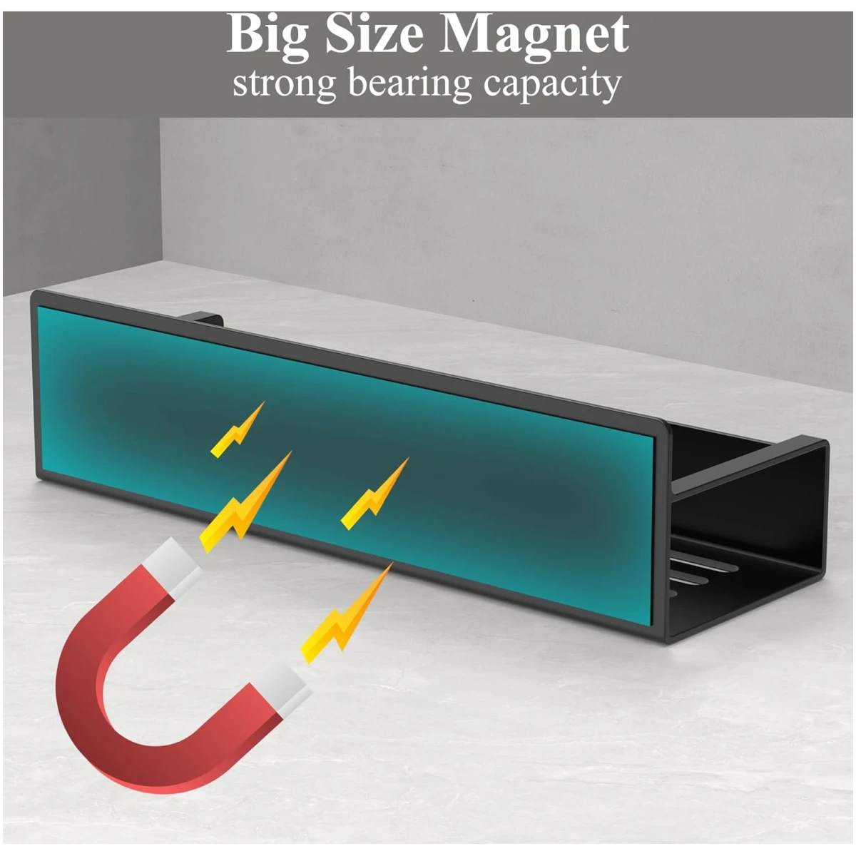 4 Pack Magnetic Spice Storage Rack Organizer for Refrigerator and Oven, Jet Black Fridge Organizers and Storage
