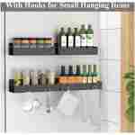 4 Pack Magnetic Spice Storage Rack Organizer for Refrigerator and Oven, Jet Black Fridge Organizers and Storage