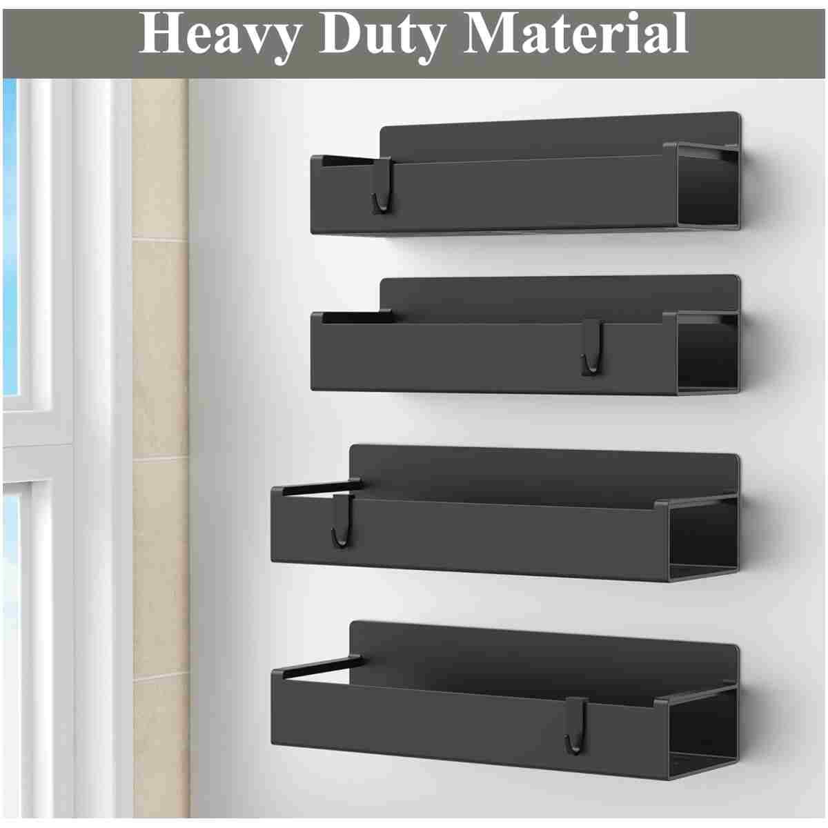 4 Pack Magnetic Spice Storage Rack Organizer for Refrigerator and Oven, Jet Black Fridge Organizers and Storage