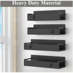 4 Pack Magnetic Spice Storage Rack Organizer for Refrigerator and Oven, Jet Black Fridge Organizers and Storage