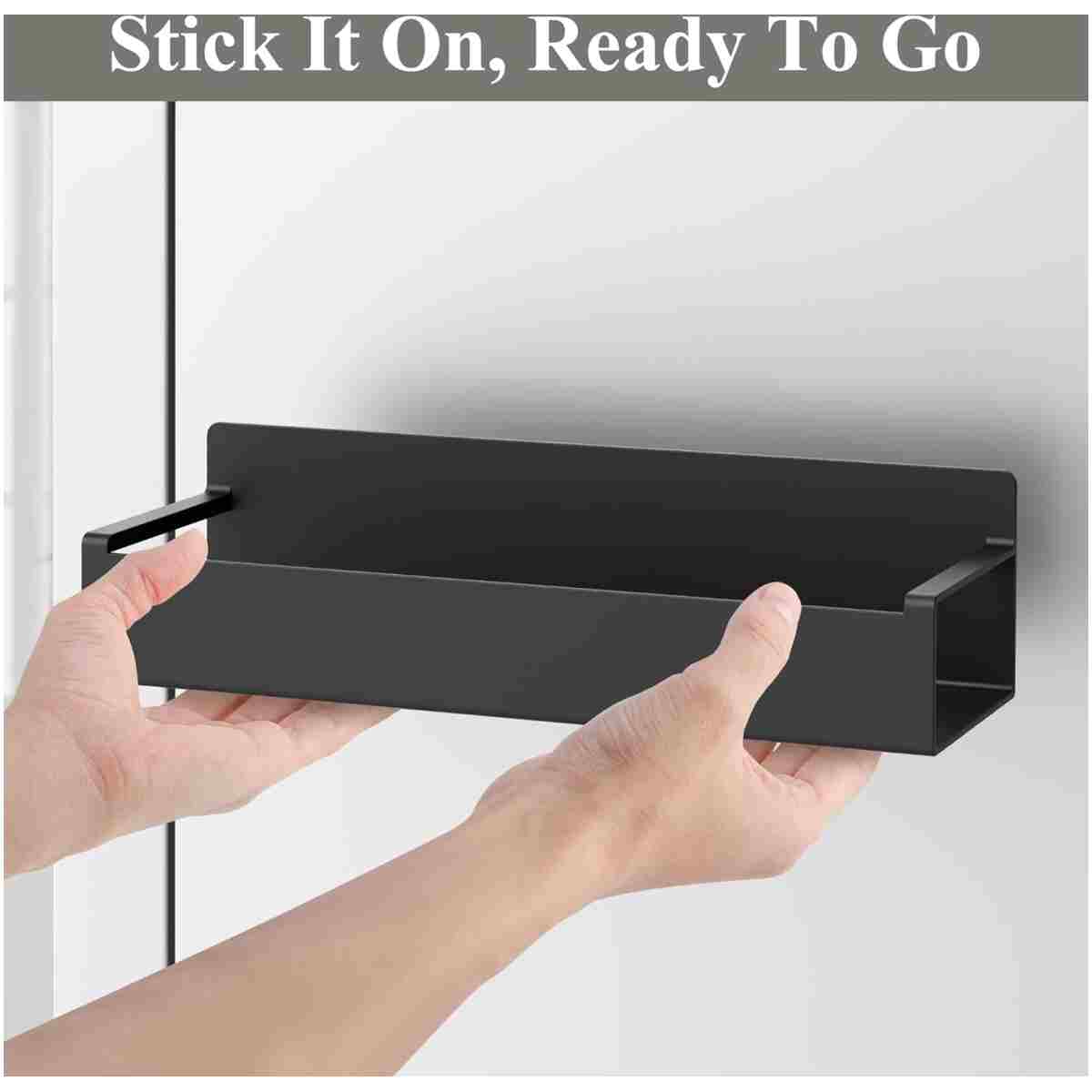 4 Pack Magnetic Spice Storage Rack Organizer for Refrigerator and Oven, Jet Black Fridge Organizers and Storage