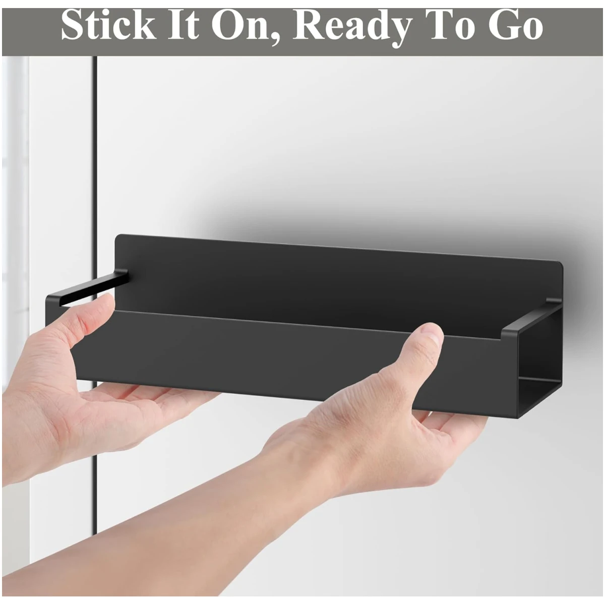 4 Pack Magnetic Spice Storage Rack Organizer for Refrigerator and Oven, Jet Black Fridge Organizers and Storage