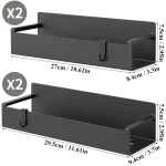 4 Pack Magnetic Spice Storage Rack Organizer for Refrigerator and Oven, Jet Black Fridge Organizers and Storage