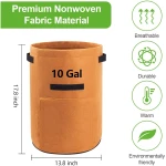4 Pack Potato Growing Bag with Flap 10 Gallon Planter Pots with Handles and Harvest Window for Potato Tomato and Vegetables, Black Green Orange and Beige