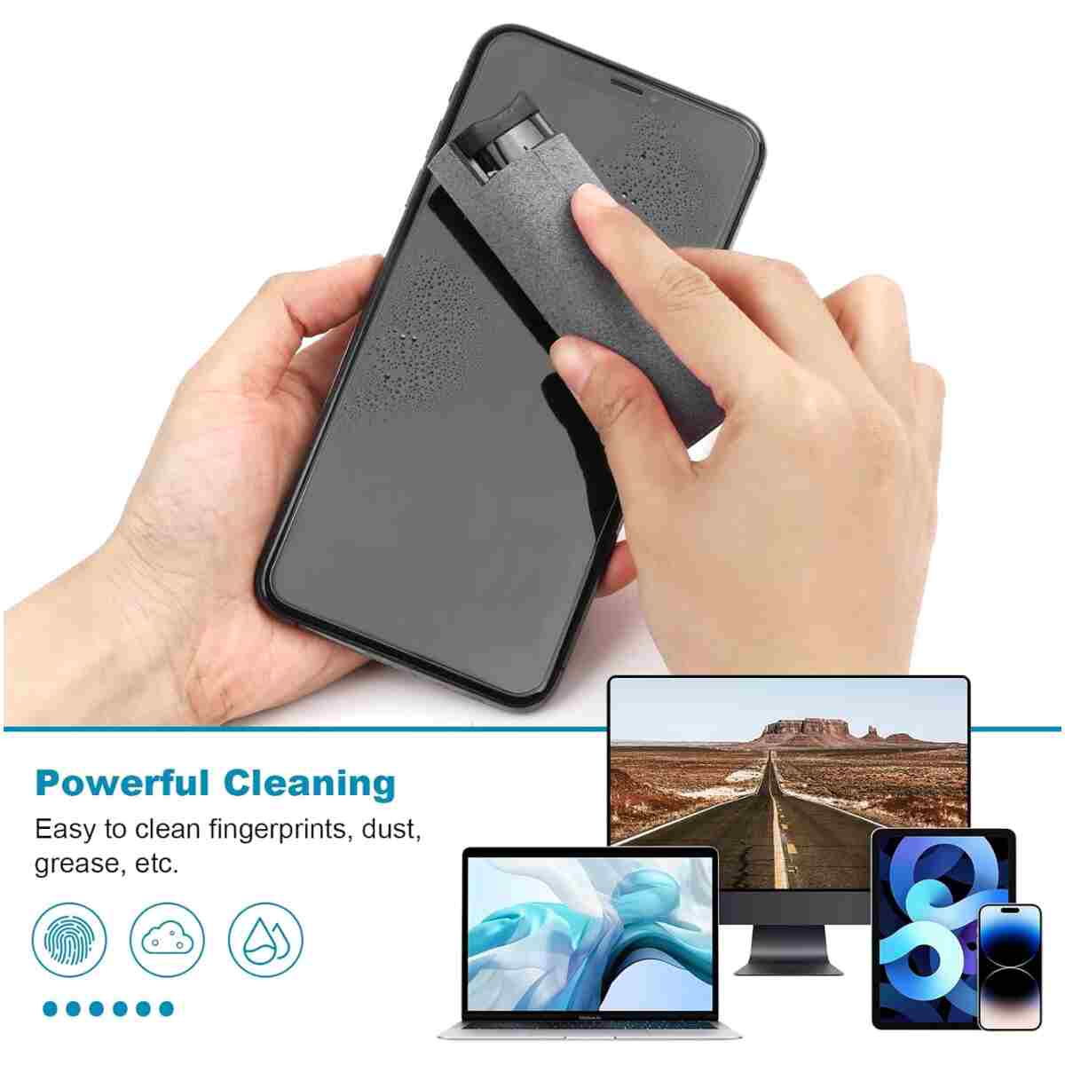 4 Pack Screen Cleaner 3-in-1 Touchscreen Mist Cleaner Spray and Microfiber Cloth Built-in Cleaning Solution Portable Reusable Fingerprint-Proof Spray Bottle for Phone Laptop...