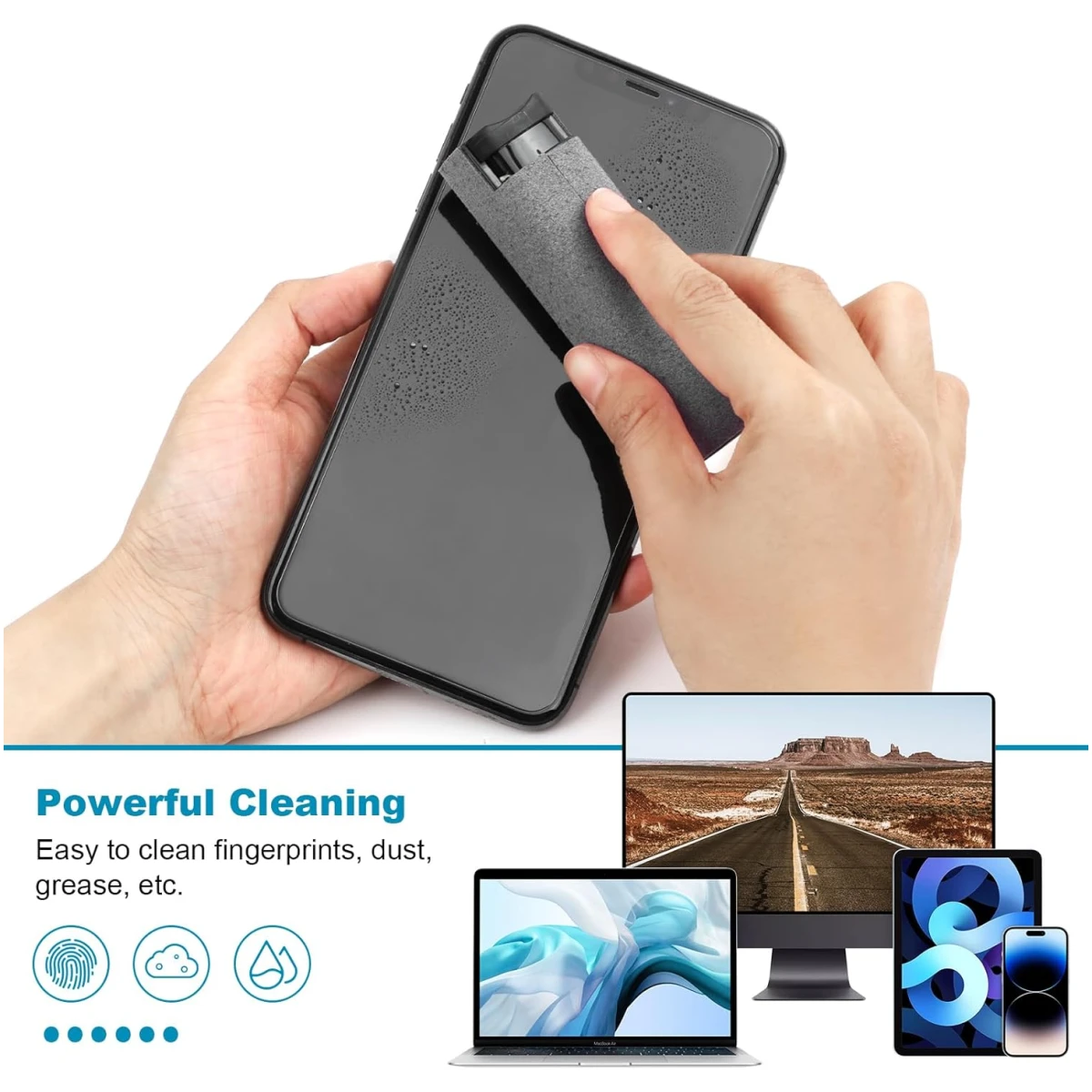 4 Pack Screen Cleaner 3-in-1 Touchscreen Mist Cleaner Spray and Microfiber Cloth Built-in Cleaning Solution Portable Reusable Fingerprint-Proof Spray Bottle for Phone Laptop...