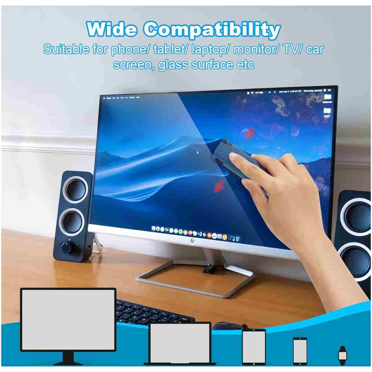 4 Pack Screen Cleaner 3-in-1 Touchscreen Mist Cleaner Spray and Microfiber Cloth Built-in Cleaning Solution Portable Reusable Fingerprint-Proof Spray Bottle for Phone Laptop...