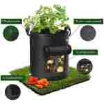 5-Pack 10 Gallon Potato Grow Bags, Garden Planting Bag with Reinforced Handle, Thickened Nonwoven Fabric Pots for Tomato, Vegetable and Fruits
