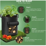 5-Pack 10 Gallon Potato Grow Bags, Garden Planting Bag with Reinforced Handle, Thickened Nonwoven Fabric Pots for Tomato, Vegetable and Fruits