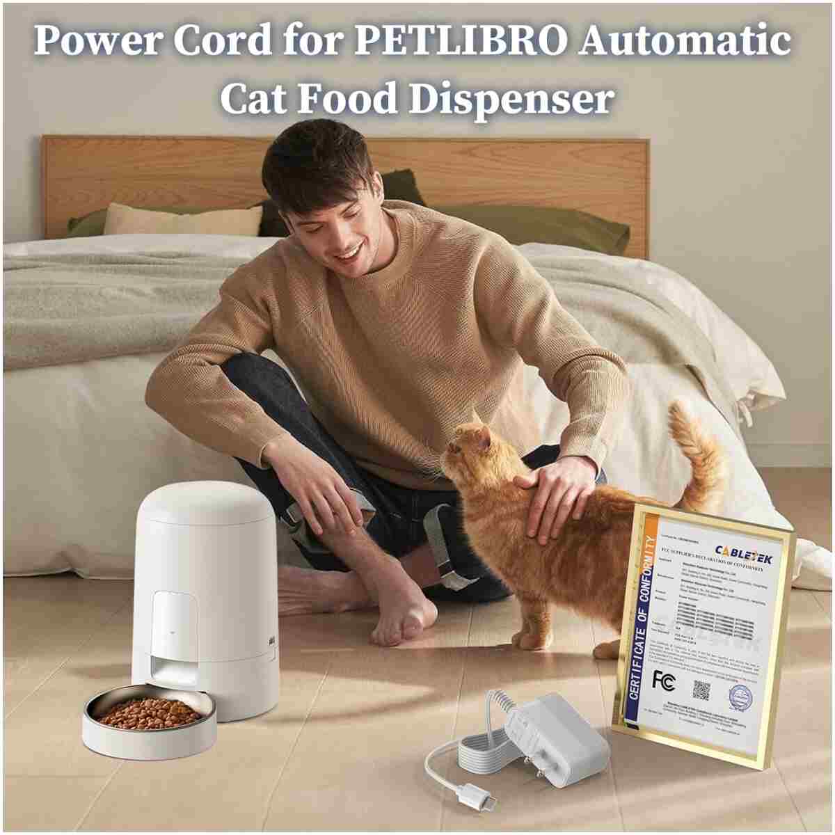 5V Charger for PETLIBRO Automatic Cat Feeder AC Adapter Compatible with PETLIBRO PLAF005 PLAF004 PLAF003 PLAF203 PLAF103 PLAF108 Rechargeable Cat Food Dispenser Power Supply Cord
