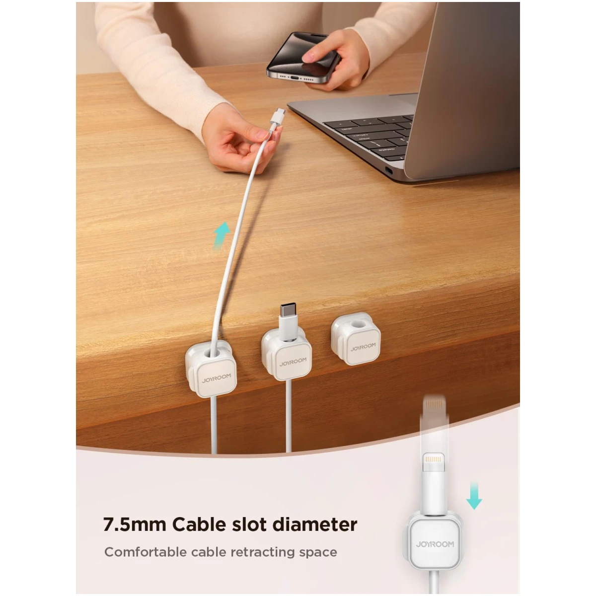 6 Pack Magnetic Cable Clips [Cable Smooth Adjustable] Cord Holder, Under Desk Cable Management, JOYROOM Adhesive Wire Holder Keeper Organizer for Home Office Desk Phone Car Wall...