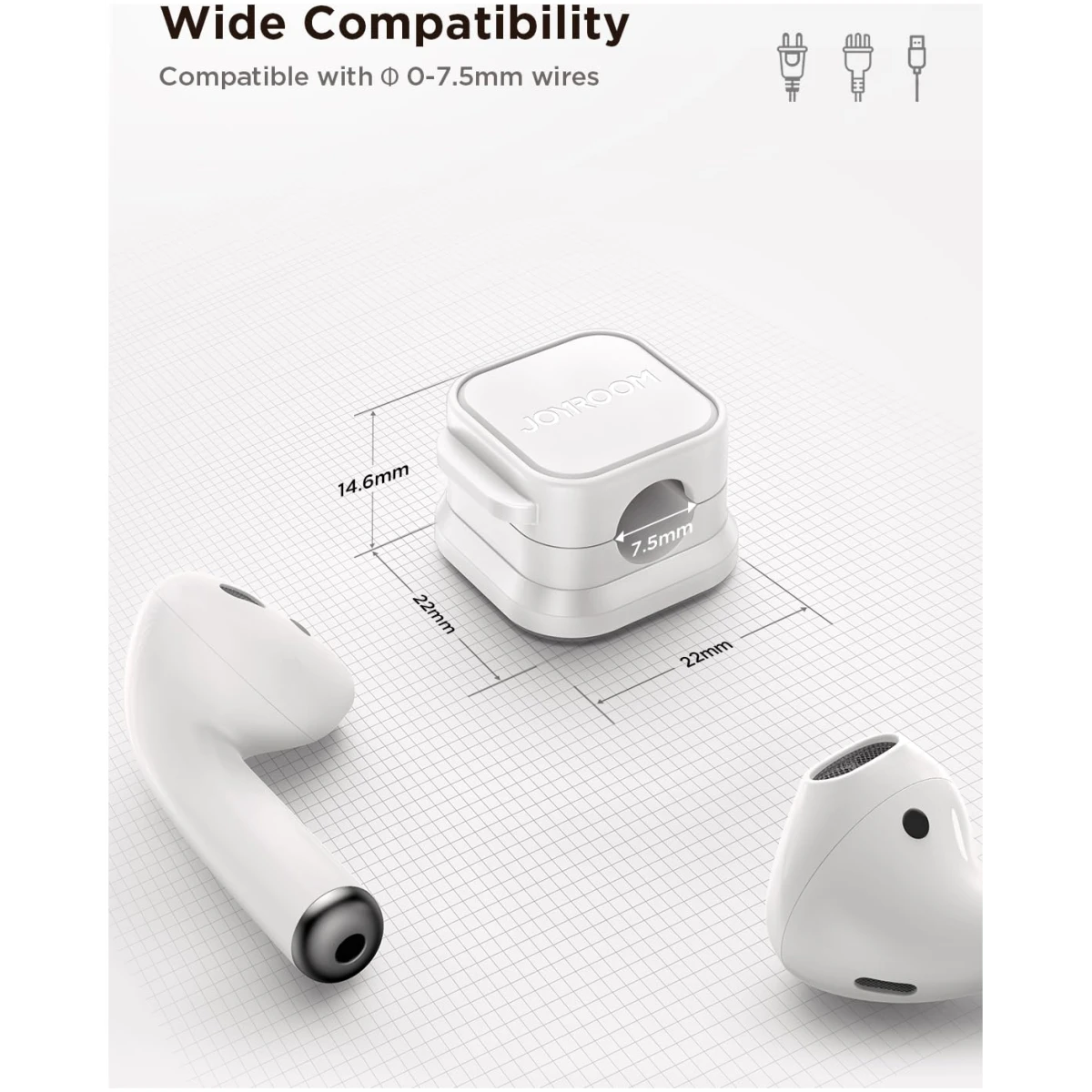6 Pack Magnetic Cable Clips [Cable Smooth Adjustable] Cord Holder, Under Desk Cable Management, JOYROOM Adhesive Wire Holder Keeper Organizer for Home Office Desk Phone Car Wall...