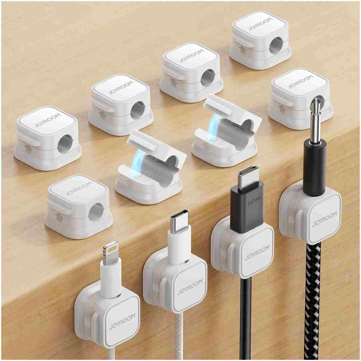 6 Pack Magnetic Cable Clips [Cable Smooth Adjustable] Cord Holder, Under Desk Cable Management, JOYROOM Adhesive Wire Holder Keeper Organizer for Home Office Desk Phone Car Wall...
