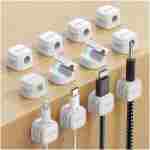 6 Pack Magnetic Cable Clips [Cable Smooth Adjustable] Cord Holder, Under Desk Cable Management, JOYROOM Adhesive Wire Holder Keeper Organizer for Home Office Desk Phone Car Wall...