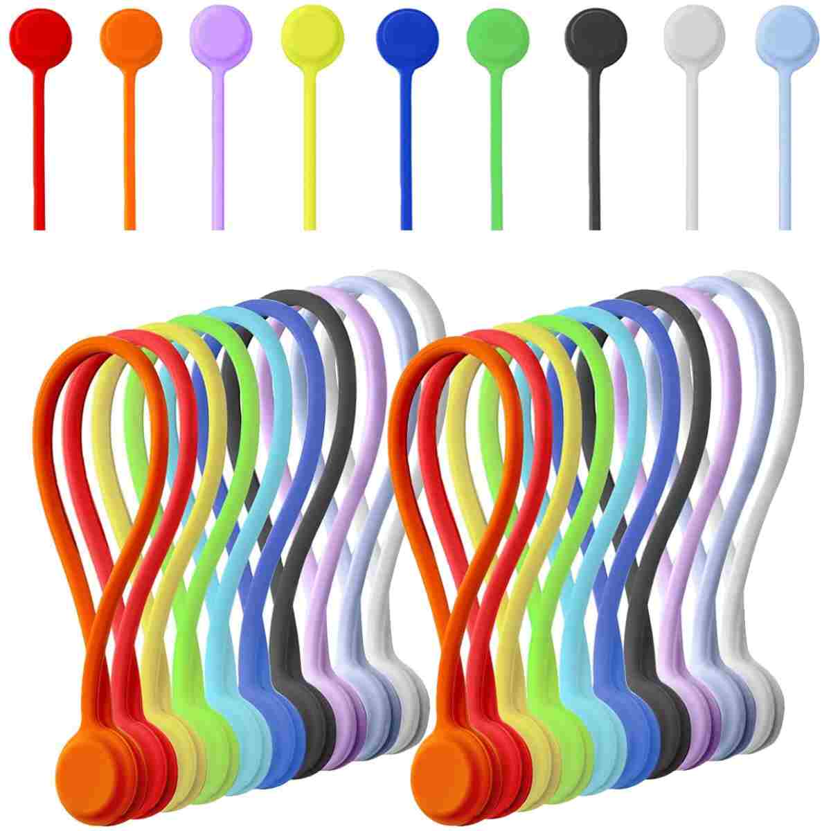 6 Pack Reusable Silicone Magnetic Cable Ties Twist Ties for Home/Office Cord Wrap, Cable Organizer, Magnetic Cord Holder, Cable Organizer Fridge Magnets - Perfect Smart Home...