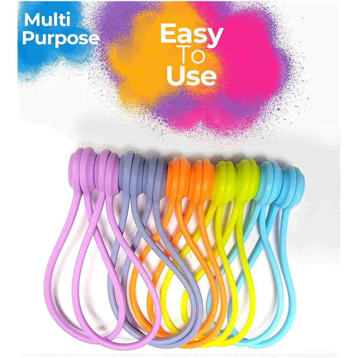 6 Pack Reusable Silicone Magnetic Cable Ties Twist Ties for Home/Office Cord Wrap, Cable Organizer, Magnetic Cord Holder, Cable Organizer Fridge Magnets - Perfect Smart Home...