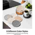 8 件带支架的饮料杯垫，8 种颜色吸水杯垫，适用于饮料，简约杯垫，棉质杯垫套装，编织杯垫，适用于咖啡桌、家居装饰、酒吧、乔迁...