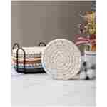 8 件带支架的饮料杯垫，8 种颜色吸水杯垫，适用于饮料，简约杯垫，棉质杯垫套装，编织杯垫，适用于咖啡桌、家居装饰、酒吧、乔迁...