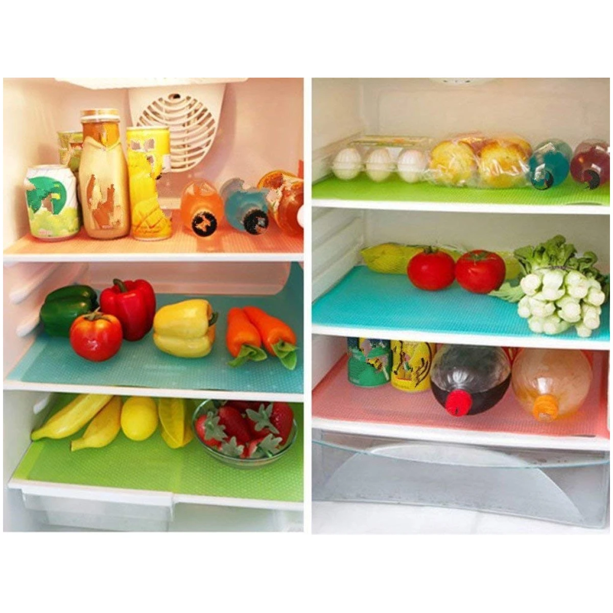 9 Pack Refrigerator Mats,Washable Fridge Mats Liners Easy to Clear Fridge Pads Mat Shelves Drawer Table Mats Refrigerator Liners for Shelves,3Red/3Green/3Blue