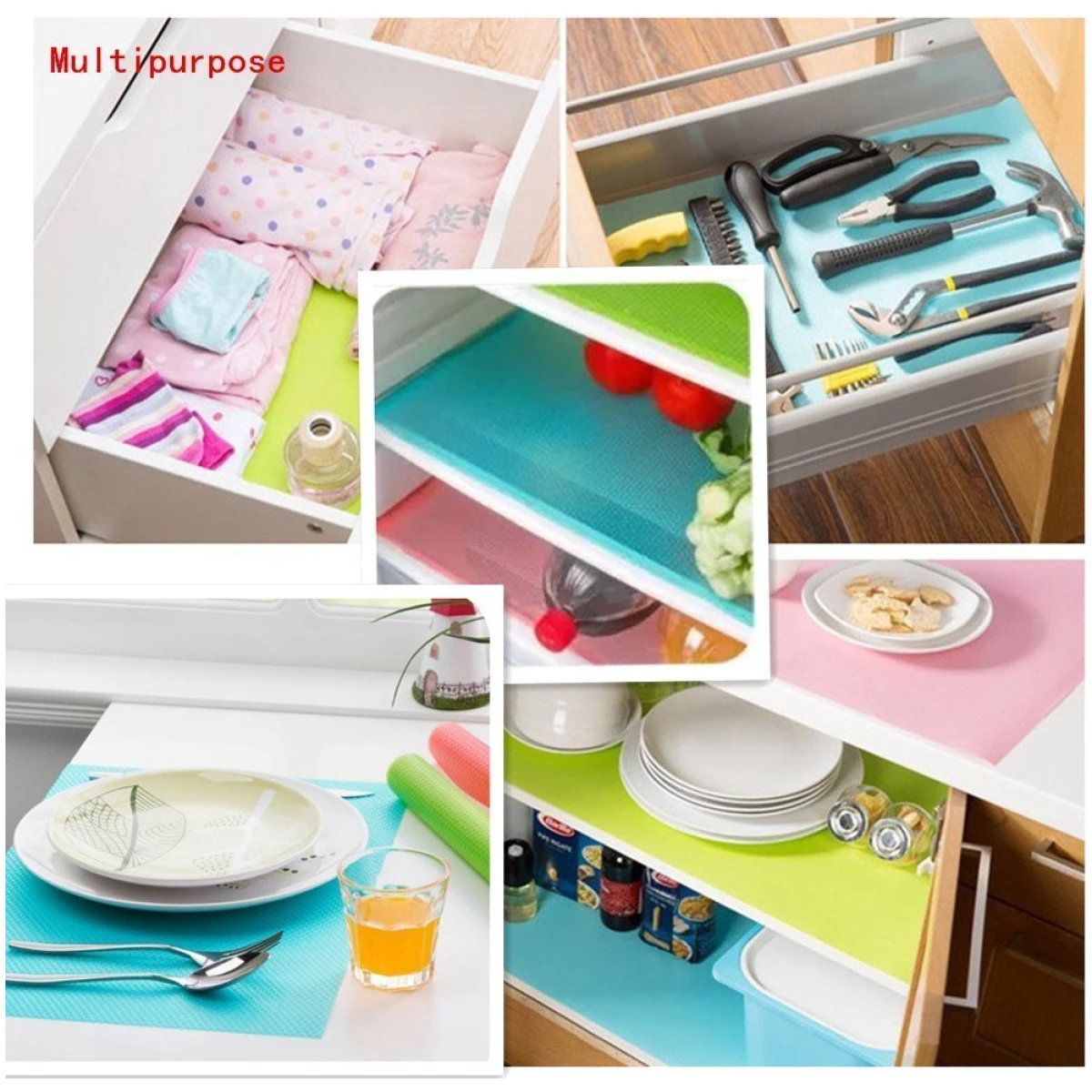 9 Pack Refrigerator Mats,Washable Fridge Mats Liners Easy to Clear Fridge Pads Mat Shelves Drawer Table Mats Refrigerator Liners for Shelves,3Red/3Green/3Blue