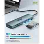 Acer USB C 集线器，7 合 1 USB C 转 HDMI 分配器，2 USBA 3.1 GEN1 和 5Gbps Type-C 数据端口，带 4K HDMI 端口的 Type C 适配器，PD 100W 充电，SD 卡读卡器，适用于笔记本电脑、PC、...