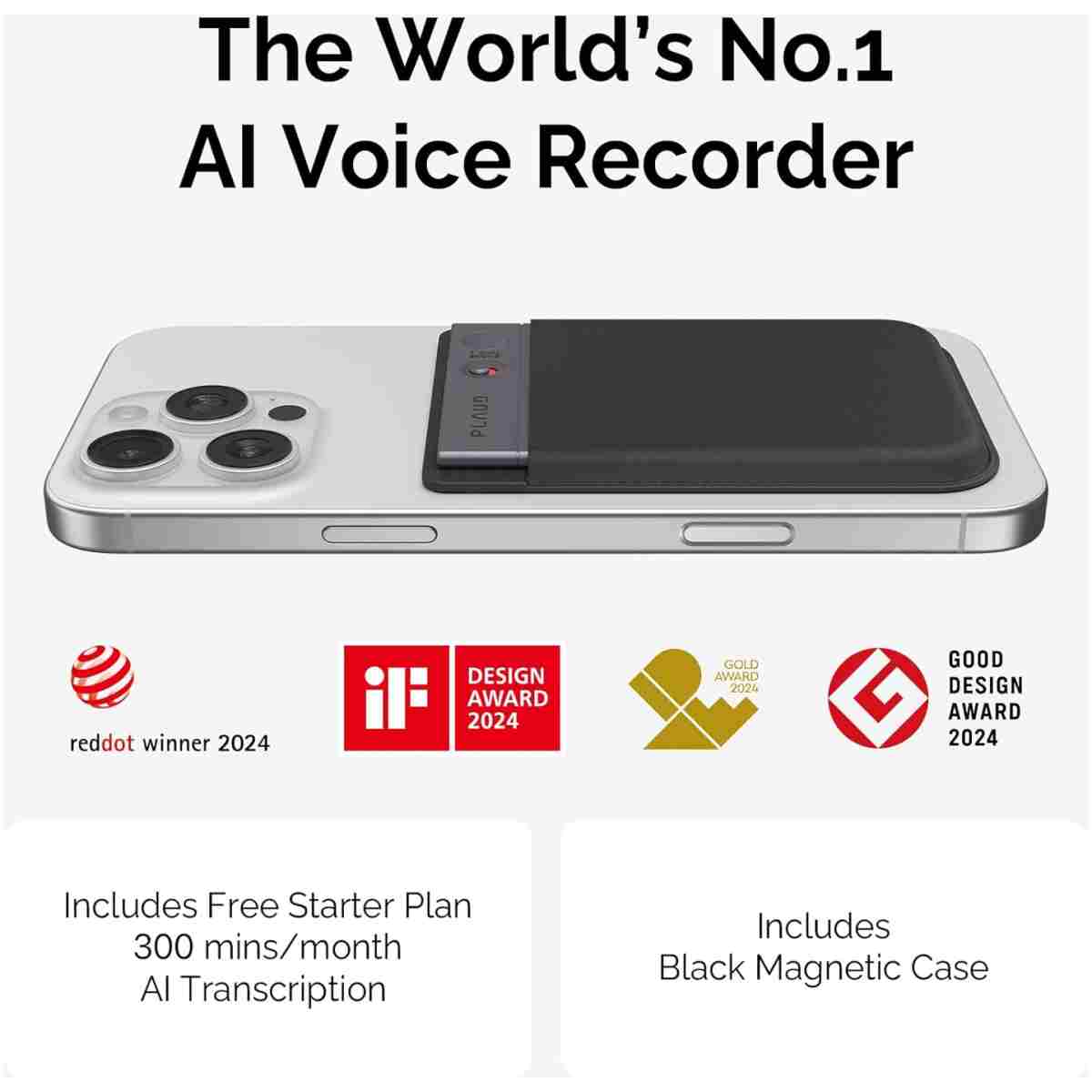 AI Voice Recorder, PLAUD Note Voice Recorder w/Case, App Control, Transcribe & Summarize with AI Technology, Support 112 Languages, 64GB Memory, Audio Recorder for Lectures,...