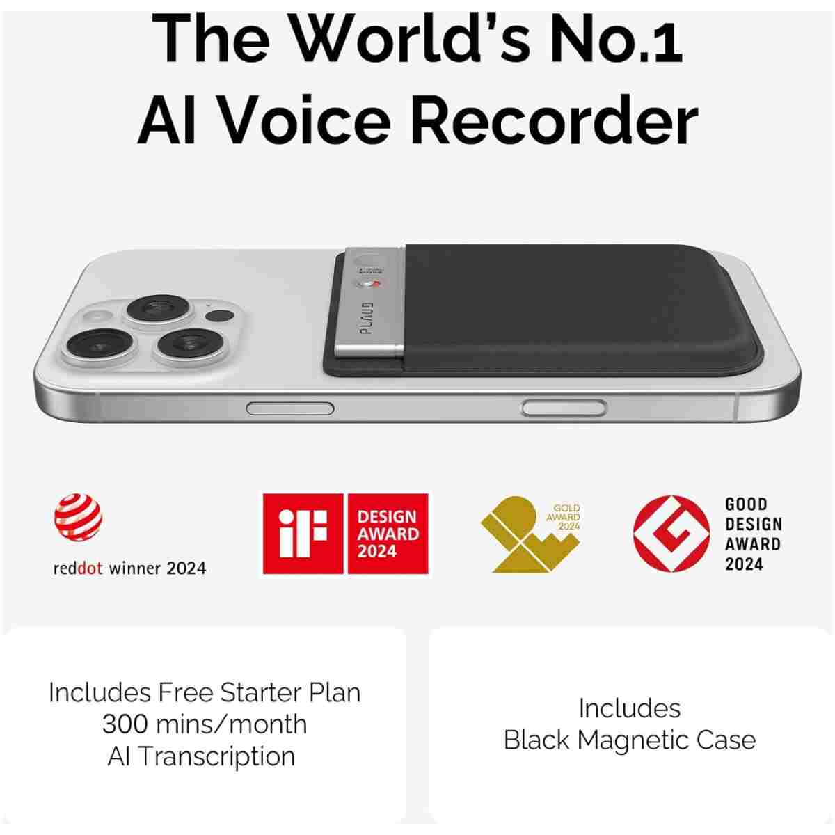 AI Voice Recorder, PLAUD Note Voice Recorder w/Case, App Control, Transcribe & Summarize with AI Technology, Support 112 Languages, 64GB Memory, Audio Recorder for Lectures,...