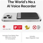 AI Voice Recorder, PLAUD Note Voice Recorder w/Case, App Control, Transcribe & Summarize with AI Technology, Support 112 Languages, 64GB Memory, Audio Recorder for Lectures,...