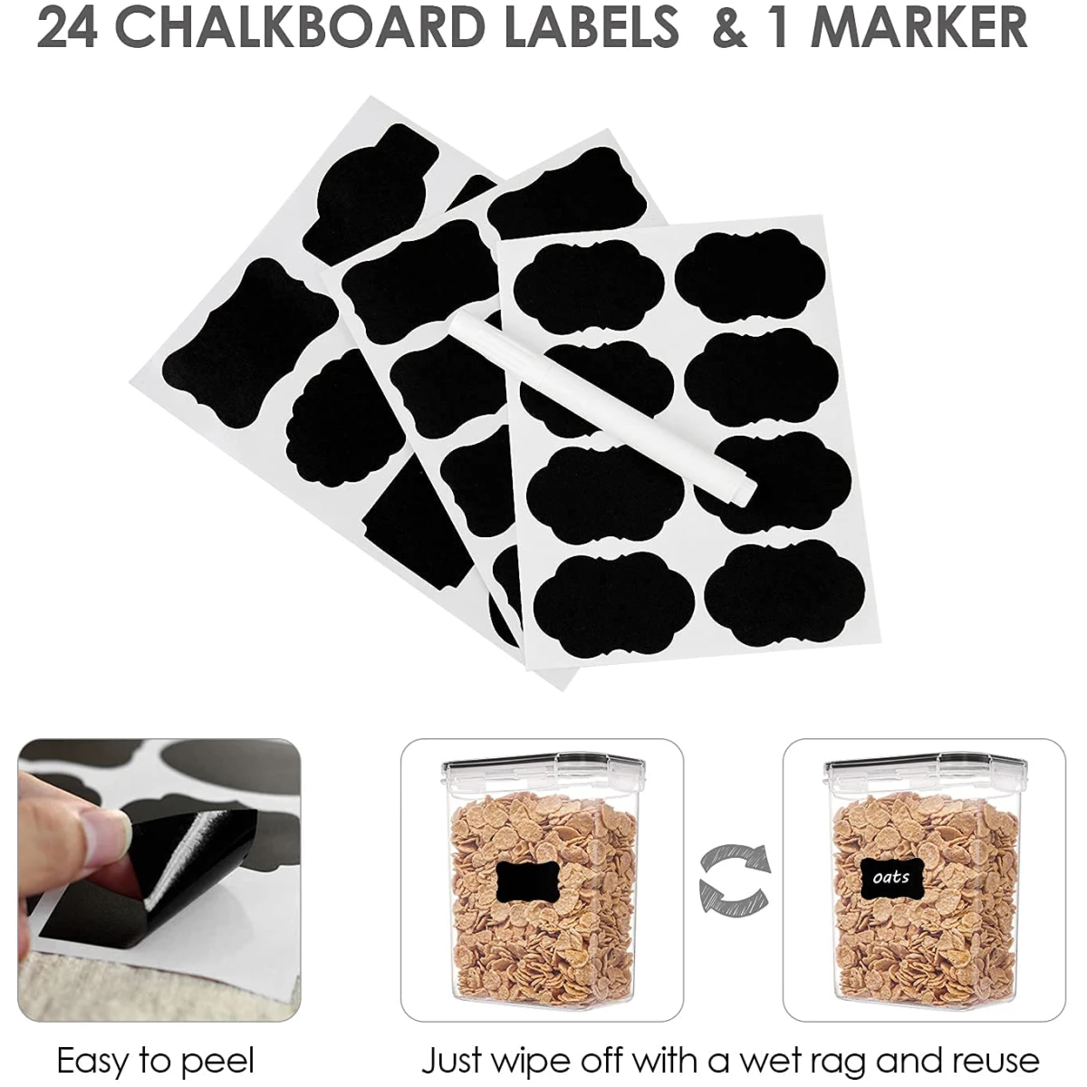 Airtight Food Storage Containers with Lids, Vtopmart 24 pcs Plastic Kitchen and Pantry Organization Canisters for Cereal, Dry Food, Flour and Sugar, BPA Free, Includes 24...