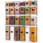 Airtight Food Storage Containers with Lids, Vtopmart 24 pcs Plastic Kitchen and Pantry Organization Canisters for Cereal, Dry Food, Flour and Sugar, BPA Free, Includes 24...