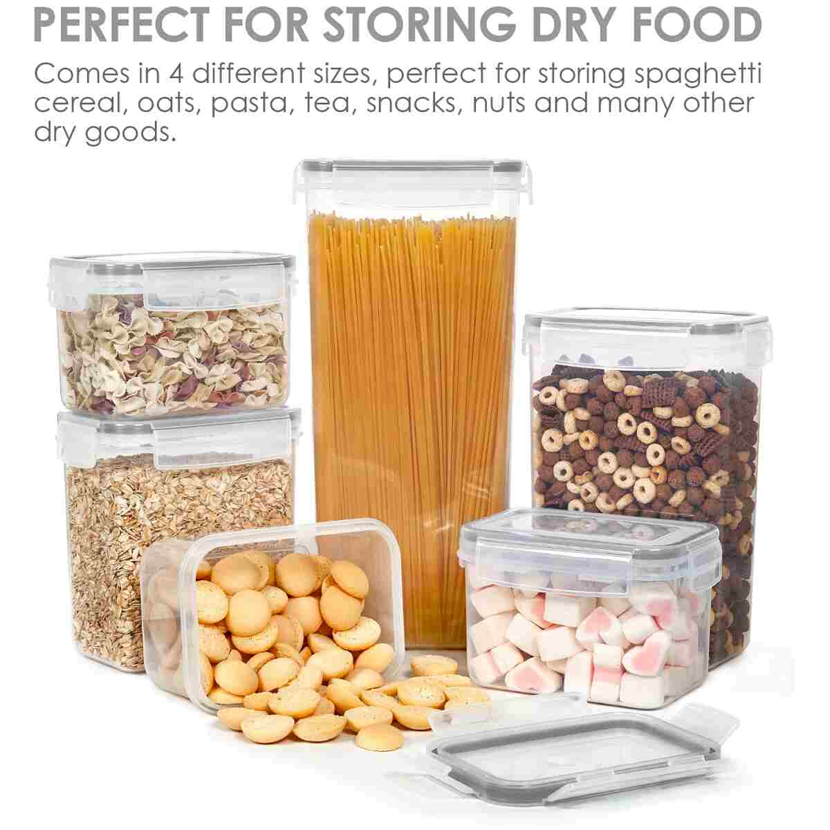 Airtight Food Storage Containers with Lids, Vtopmart 24 pcs Plastic Kitchen and Pantry Organization Canisters for Cereal, Dry Food, Flour and Sugar, BPA Free, Includes 24...