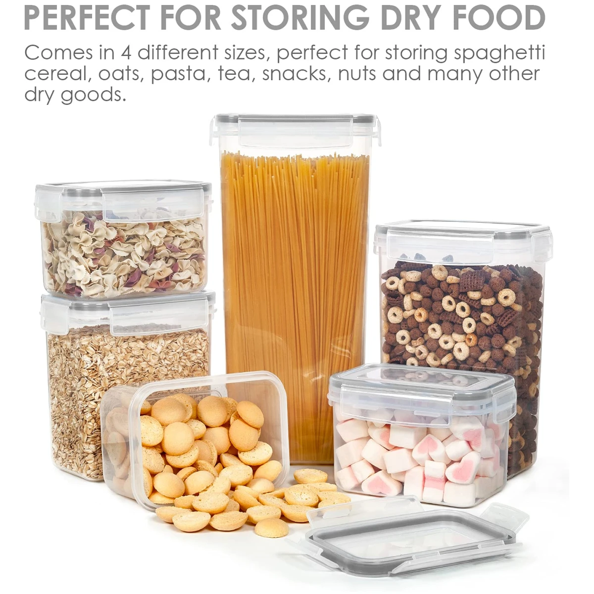 Airtight Food Storage Containers with Lids, Vtopmart 24 pcs Plastic Kitchen and Pantry Organization Canisters for Cereal, Dry Food, Flour and Sugar, BPA Free, Includes 24...