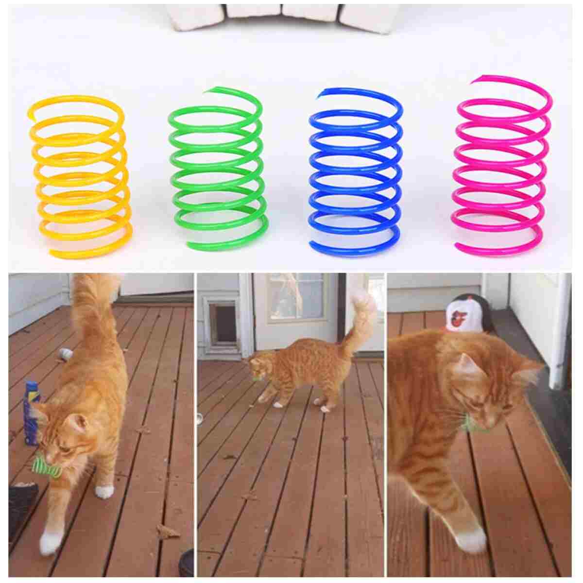Andiker Cat Spiral Spring, 12 Pc Cat Creative Toy to Kill Time and Keep Fit Interactive Cat Toy Sturdy Heavy Plastic Spring Colorful Springs Cat Toy for Swatting, Biting,...