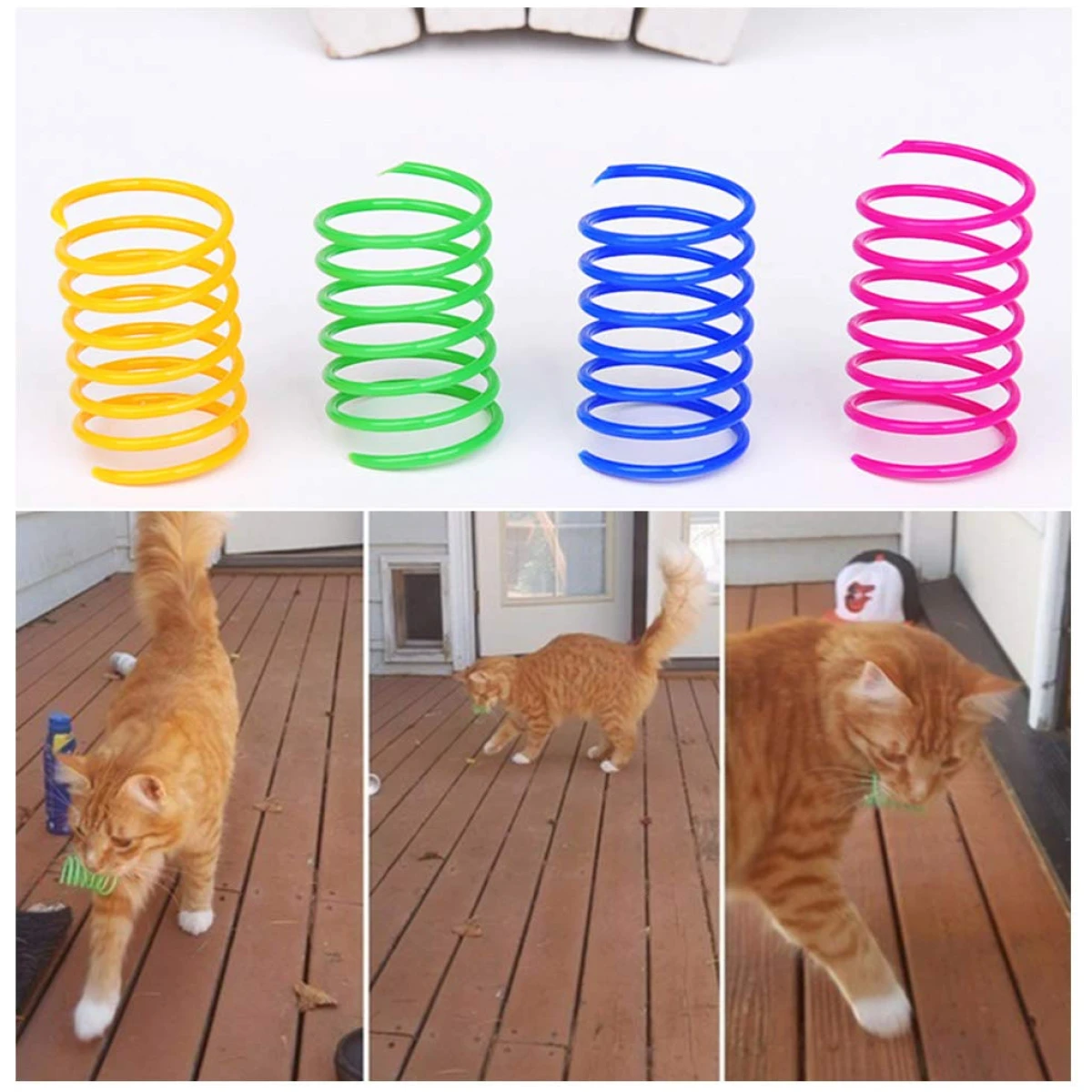 Andiker Cat Spiral Spring, 12 Pc Cat Creative Toy to Kill Time and Keep Fit Interactive Cat Toy Sturdy Heavy Plastic Spring Colorful Springs Cat Toy for Swatting, Biting,...