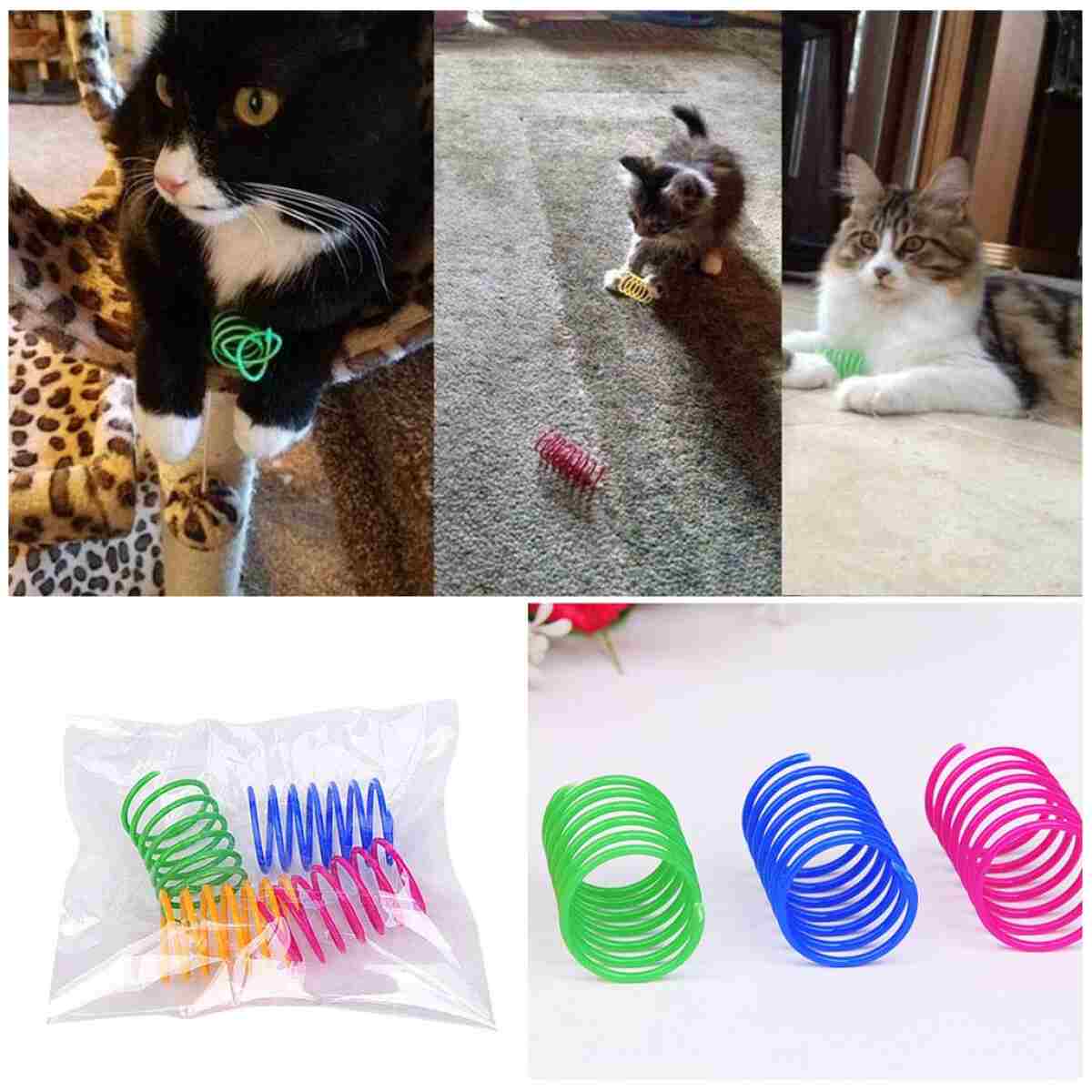 Andiker Cat Spiral Spring, 12 Pc Cat Creative Toy to Kill Time and Keep Fit Interactive Cat Toy Sturdy Heavy Plastic Spring Colorful Springs Cat Toy for Swatting, Biting,...