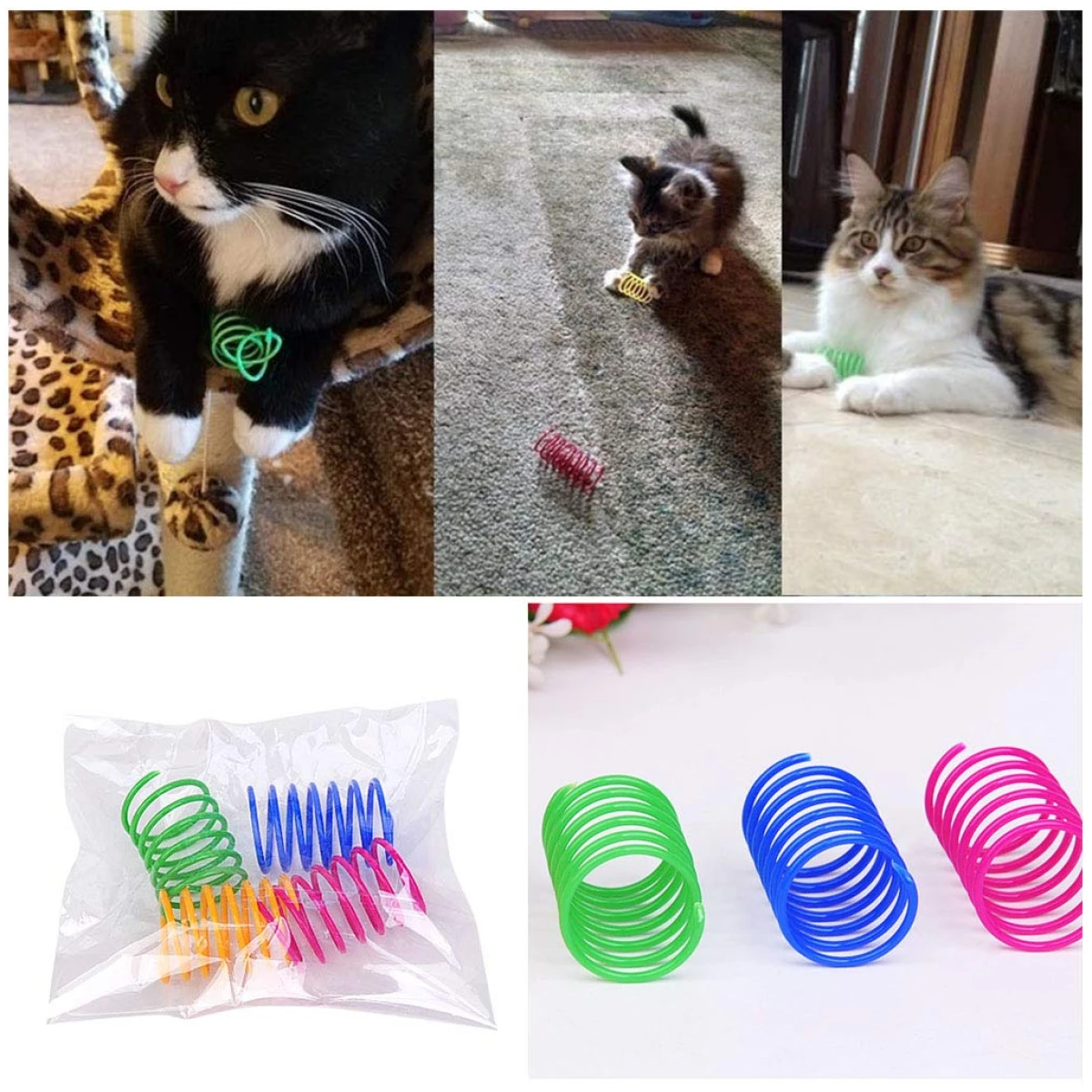 Andiker Cat Spiral Spring, 12 Pc Cat Creative Toy to Kill Time and Keep Fit Interactive Cat Toy Sturdy Heavy Plastic Spring Colorful Springs Cat Toy for Swatting, Biting,...