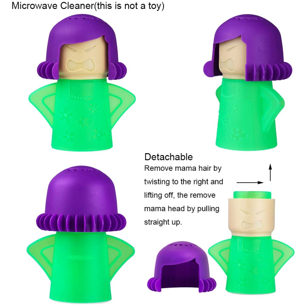 Angry Mama Microwave Oven Steam Cleaner, Angry Mom Microwave Cleaner, Just Add Vinegar and Water, Cut Cleaning Time by Half (Green)