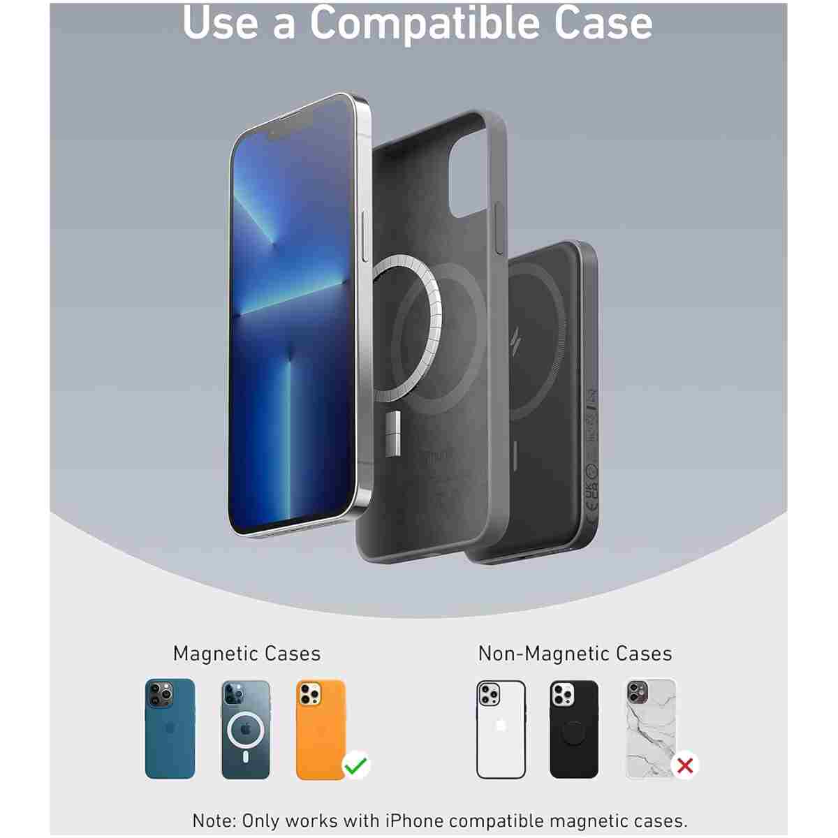 Anker 621 Magnetic Portable Charger (MagGo), 5,000mAh Wireless Power Bank with USB-C Cable, Magsafe-Compatible Battery Pack for iPhone 16 /15/14/13/12 Series
