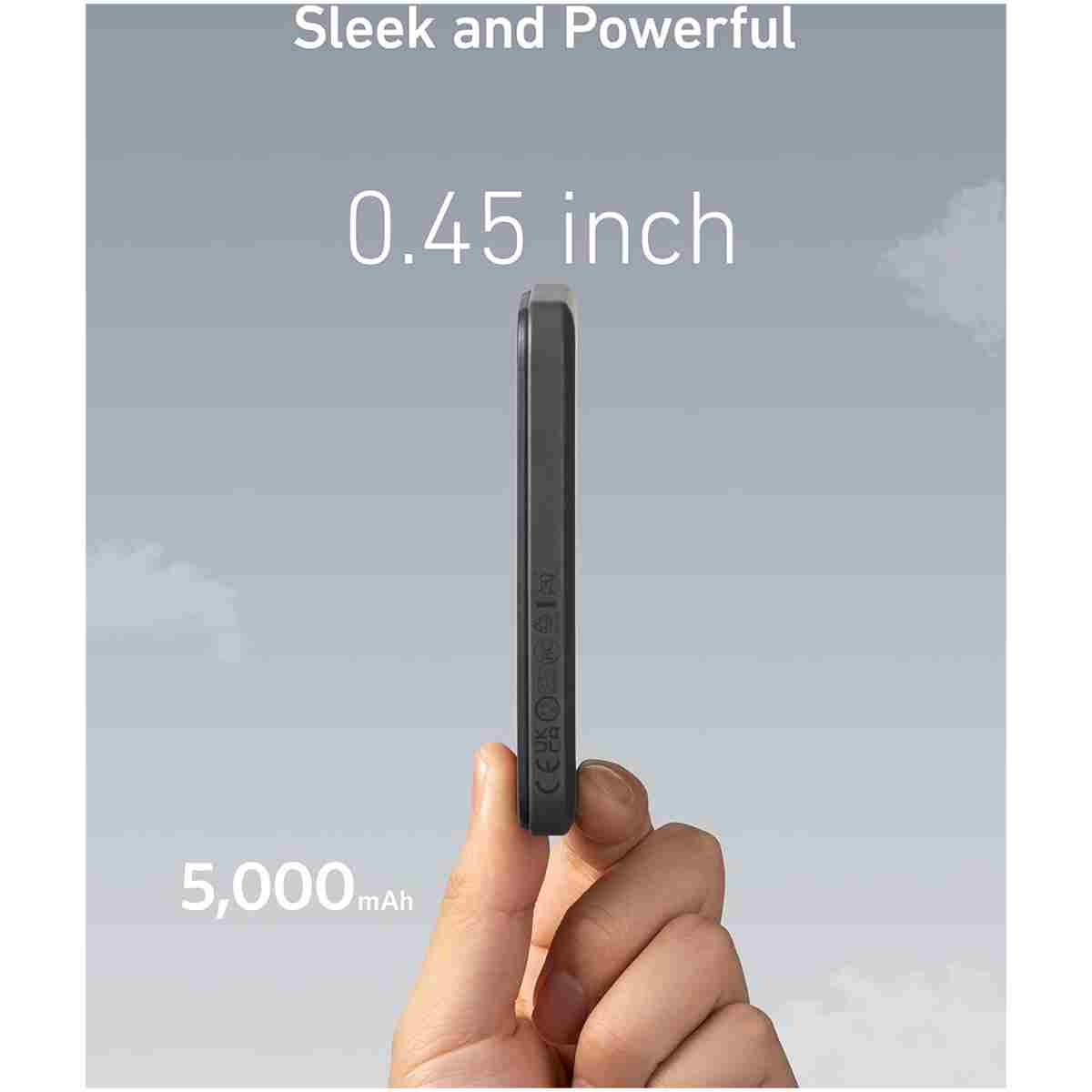 Anker 621 Magnetic Portable Charger (MagGo), 5,000mAh Wireless Power Bank with USB-C Cable, Magsafe-Compatible Battery Pack for iPhone 16 /15/14/13/12 Series