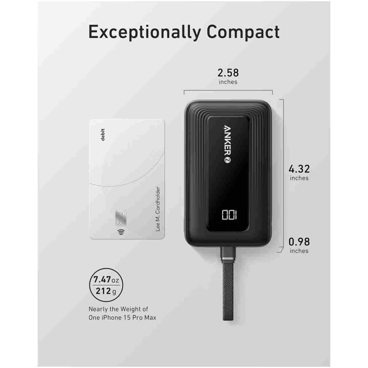 Anker Portable Charger, 10,000mAh 30W Power Bank, USB-C in and Out Fast Charging Battery Pack, Travel Essential Phone Power Bank, for iPhone 16/15/14/13/12, iPad, MacBook,...