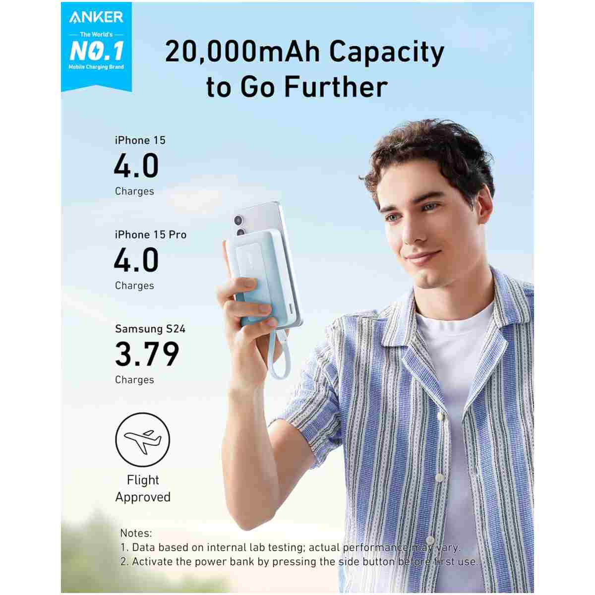 Anker Portable Charger, 10,000mAh 30W Power Bank, USB-C in and Out Fast Charging Battery Pack, Travel Essential Phone Power Bank, for iPhone 16/15/14/13/12, iPad, MacBook,...